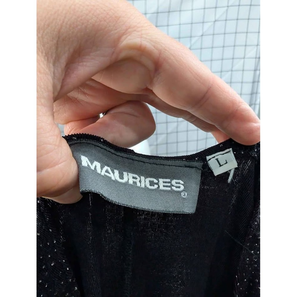 Maurices ~ Glitter Dot A-Line Dress ~ Size Large ~Black/Silver Short Sleeve Knit - Picture 7 of 10